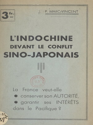 cover image of L'Indochine devant le conflit sino-japonais